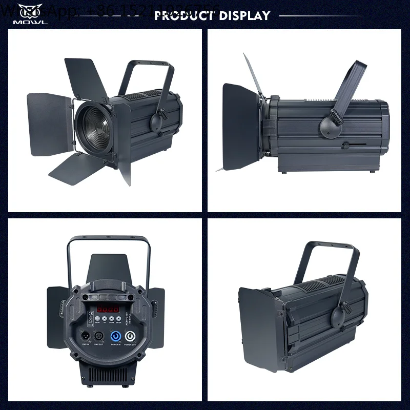 Stage Banquet Conference Light 200W Warm Cool White COB Spotlight DMX Manual Electric Zoom LED Spot Light with Light Shield