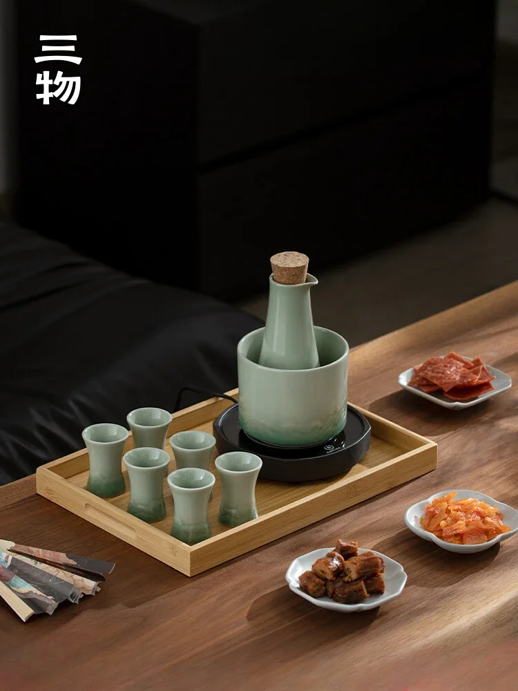 

Sanwu wine warmer set Household ironing pot Boiling rice wine Warming sake Electric heating Baijiu old-fashioned ceramic wine se