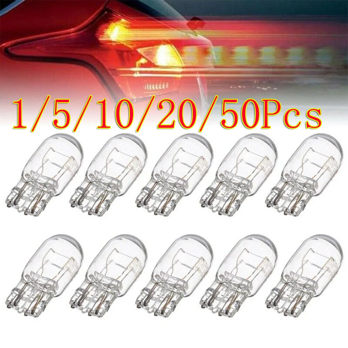 

1/5/10/20/50Pc T20 7443 1891 21/5W Clear Glass Turn Signal Stop Brake Tail Light Bulbs Turn Stop Brake Taillights Auto Accessory