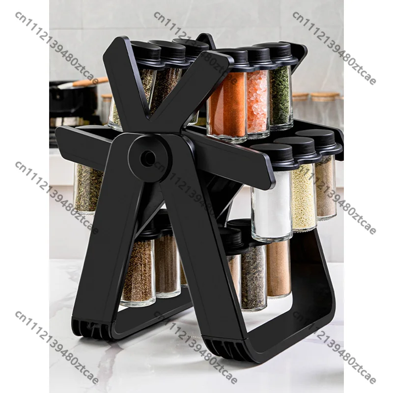 Sealed Spice Jars Set Multifunctional Plastic Seasoning Bottles Kitchen Storage Containers with Rack