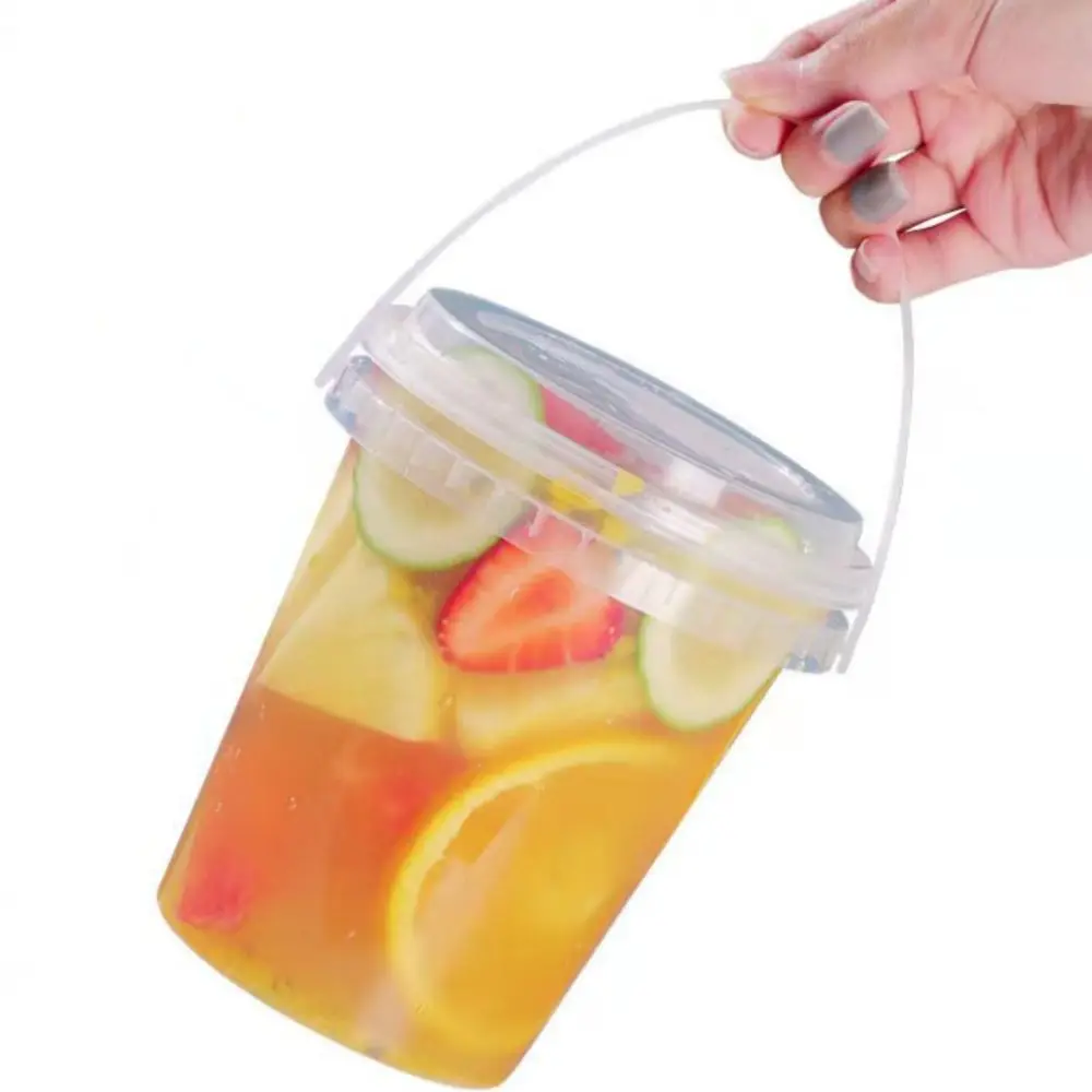 

10pcs 500/750/1000ml Milk Tea Bucket with Lid Airtight Ice Cube Bucket Heat Resistant Food Grade Plastic Food Storage Jar