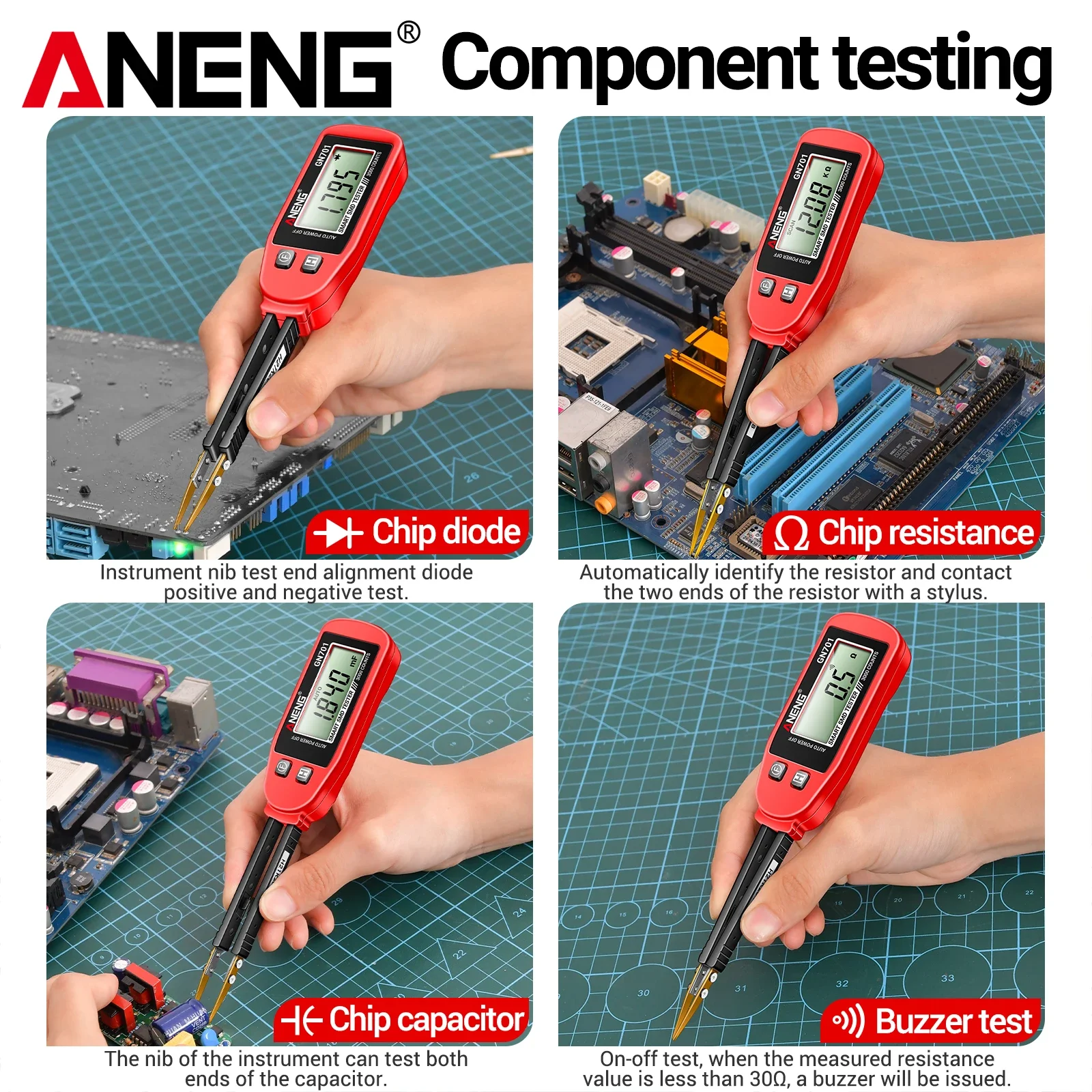 ANENG GN701 high-precision SMD surface mount tester tweezer type resistance capacitance diode on/off detector LCR bridge meter view 6