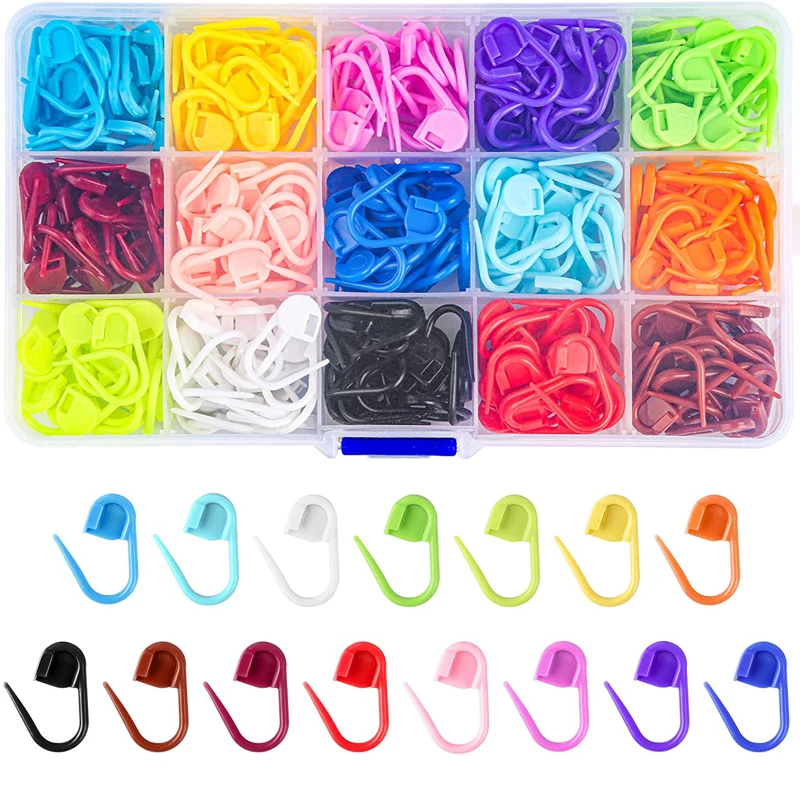 200-50Pcs Mini Plastic Resin Clip Locking Multicolor Stitch Markers Knitting Marking Pins Hook Sewing Sweater Needle Tools