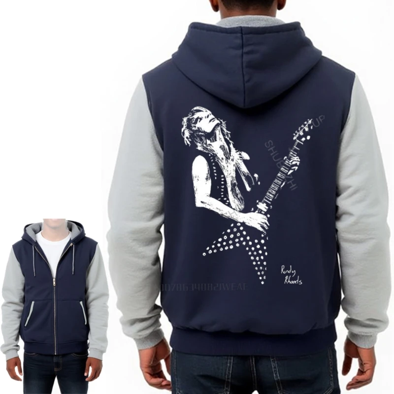 القطن العديد من الألوان معطف الرجال الاحترار هوديي راندي رودز الغيتار تحية أكبر حجم أوم العلامة التجارية مضحك طباعة عادية