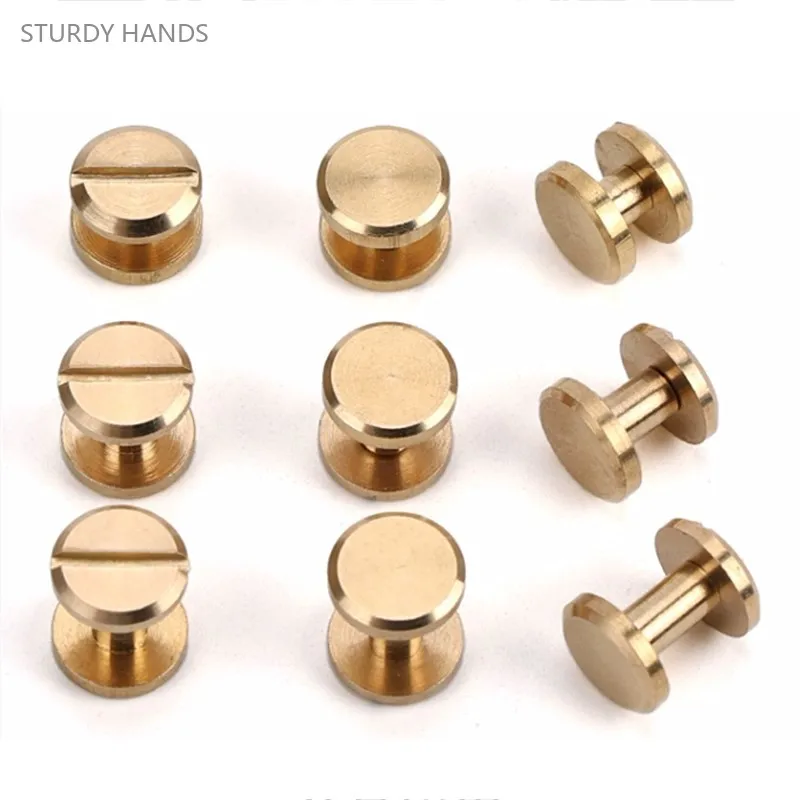 

6set 4-25mm Leather Craft Solid Nail Bolt Brass Round Head Screws Strap Rivets Screw Luggage Hardware Tool Clothes/Bag/Shoes