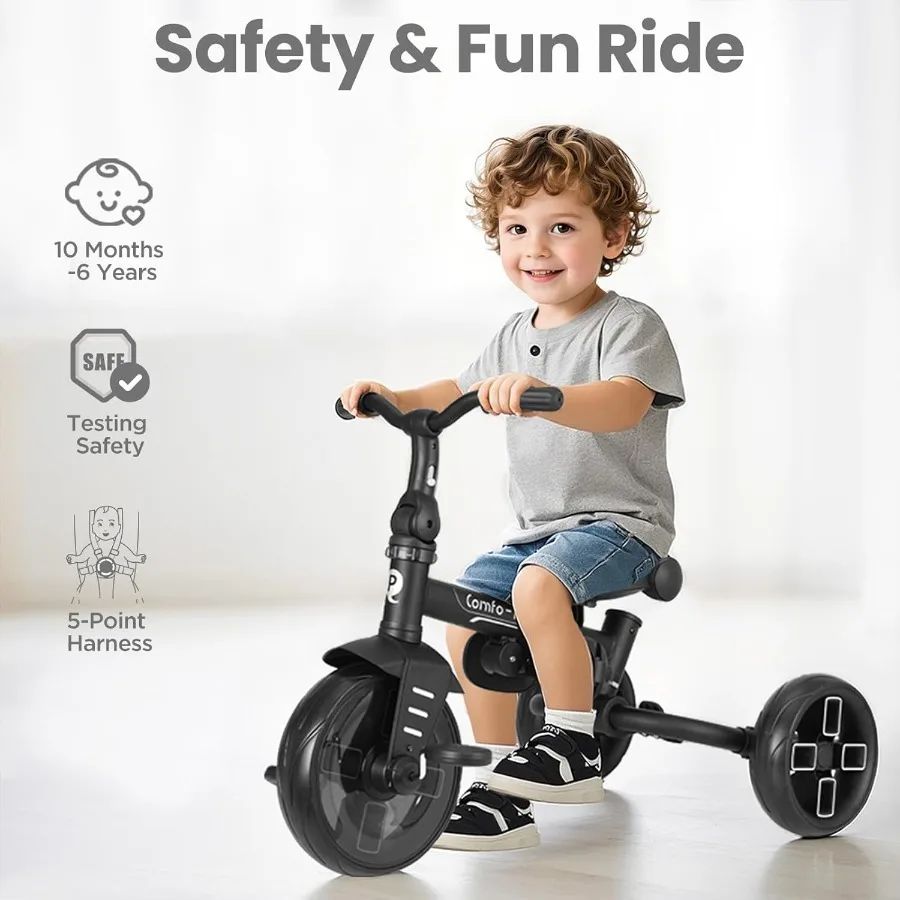 จักรยานเด็กแบบรถเข็นสำหรับเด็กอายุ 10 เดือนถึง 6 ปี รถเข็นจักรยานแบบพับได้ 8-in-1 สำหรับเด็กวัย 3-5 ขวบ ของขวัญสำหรับเด็กชายและเด็กหญิง