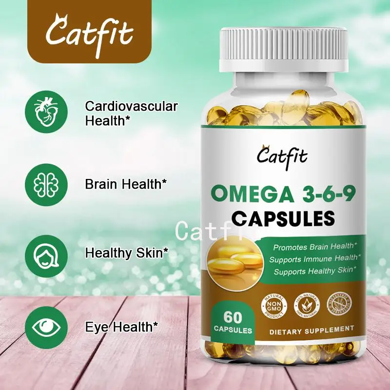 Catfit органическое глубоководное Рыбное масло Омега 3-6-9, сердечно-сосудистые и сосудистые восстановление мозга и нервной гипертензии, уход за едой