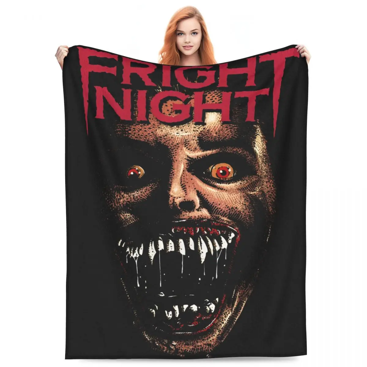 

Novelty Design Fright Night Horror Movie Blankets Lightweight Thin Flannel Cozy Throw Blanket Machine Washable