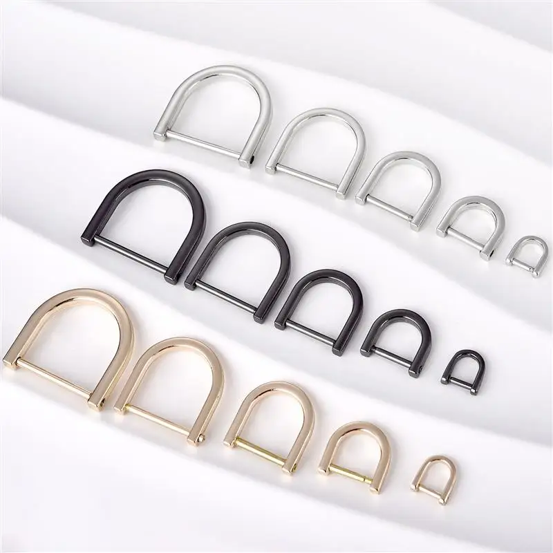 Metal Detachable open screw Dee D Ring buckle shackle clasp for Leather Craft Bag strap belt handle shoulder webbing