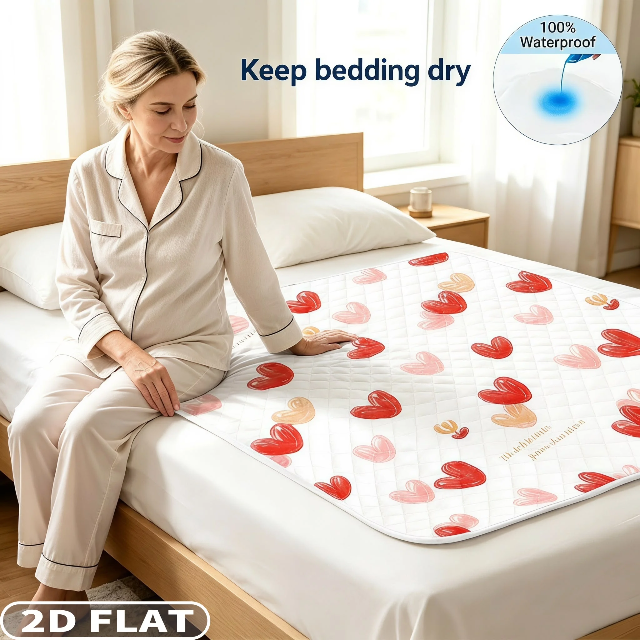 Washable Bed Protection Urine Pad | 2D FLAT Printing Ideal for Menstrual Care for Women, Polyester, Medium-absorbency