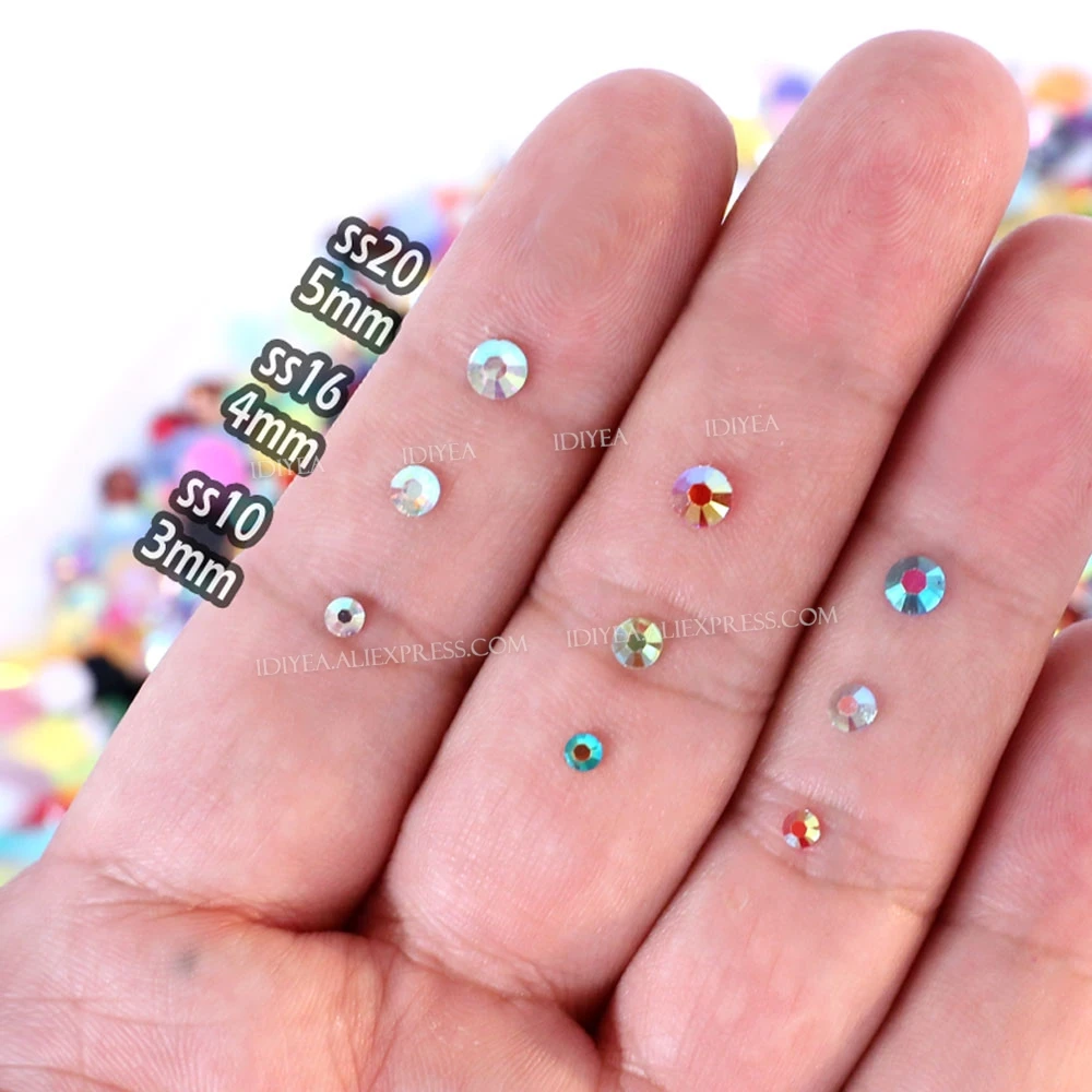 2450 stks/doos Mix Maten 3mm-5mm Hars Steentjes Plaksteen Niet Hot Fix Kristallen Steen Glitters Diamant voor Nail Art DIY Kleding