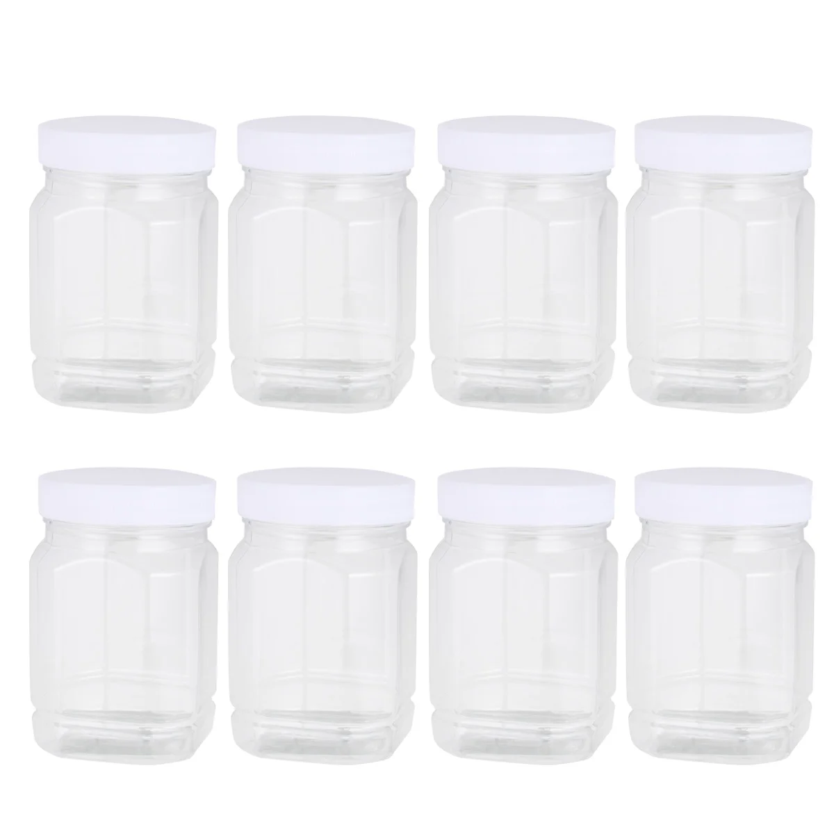 

8pcs Home Plastic Jars Storage Containers with Ribbed Liner Screw On Lids Cereal Dry Food Storage Container Airtight Leakproof P