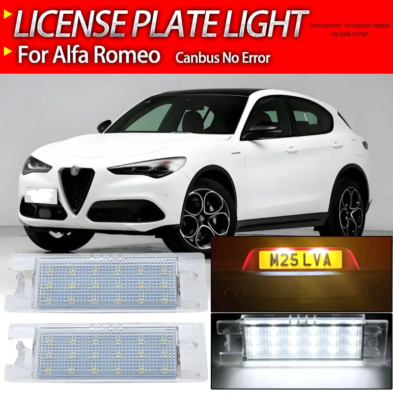 2Pcs Canbus No Error LED License Plate Light For Alfa Romeo 147 156 159 166 Brera Giulietta Type 940 MiTo Romeo GT Spider 939