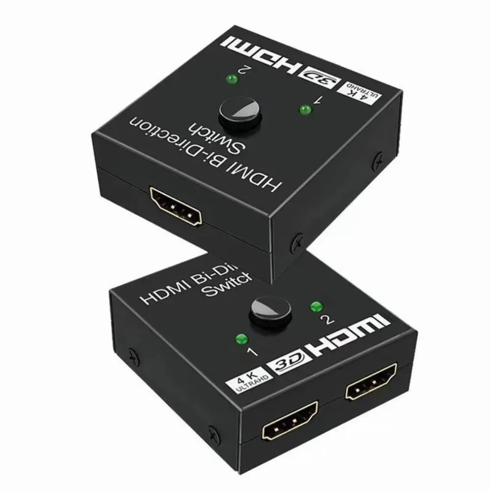 Commutateur bidirectionnel pour adaptateur TV, HD, 4K, 60Hz, 2 ports, convertisseur HDMI, convertisseur compatible HDMI, commutateur domestique