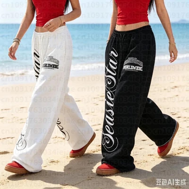 American Vintage Letter Print Y2K Pants Street Personality Trendy Sweatpants Women Fashion All-match New Pants for Men's/Kids