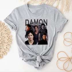 Damon Salvatore tshirt female Retro Grunge Punk kawaii anime t-shirt korean clothes University Gothic Breathable