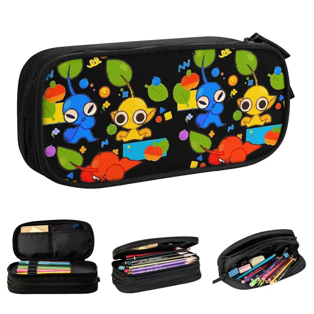 Pikmin 4 비디오 게임 연필 케이스 연필 케이스 펜 키즈 대형 보관 가방 학교 용품 선물 문구