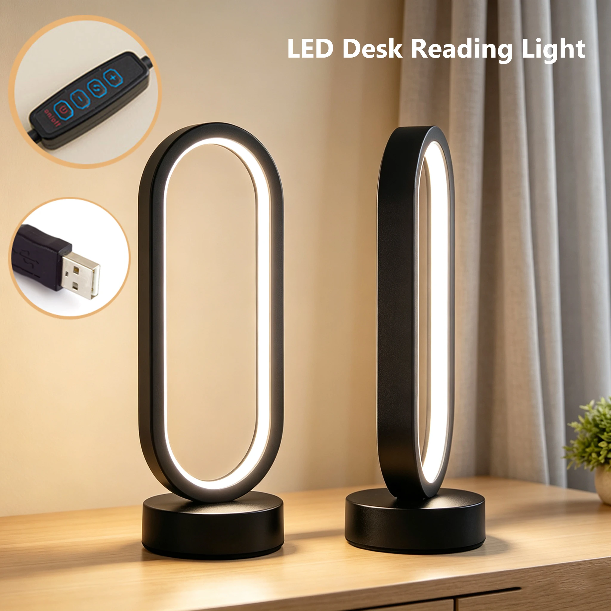 Home Office Noturno - Luminária de Mesa LED Moderna Oval