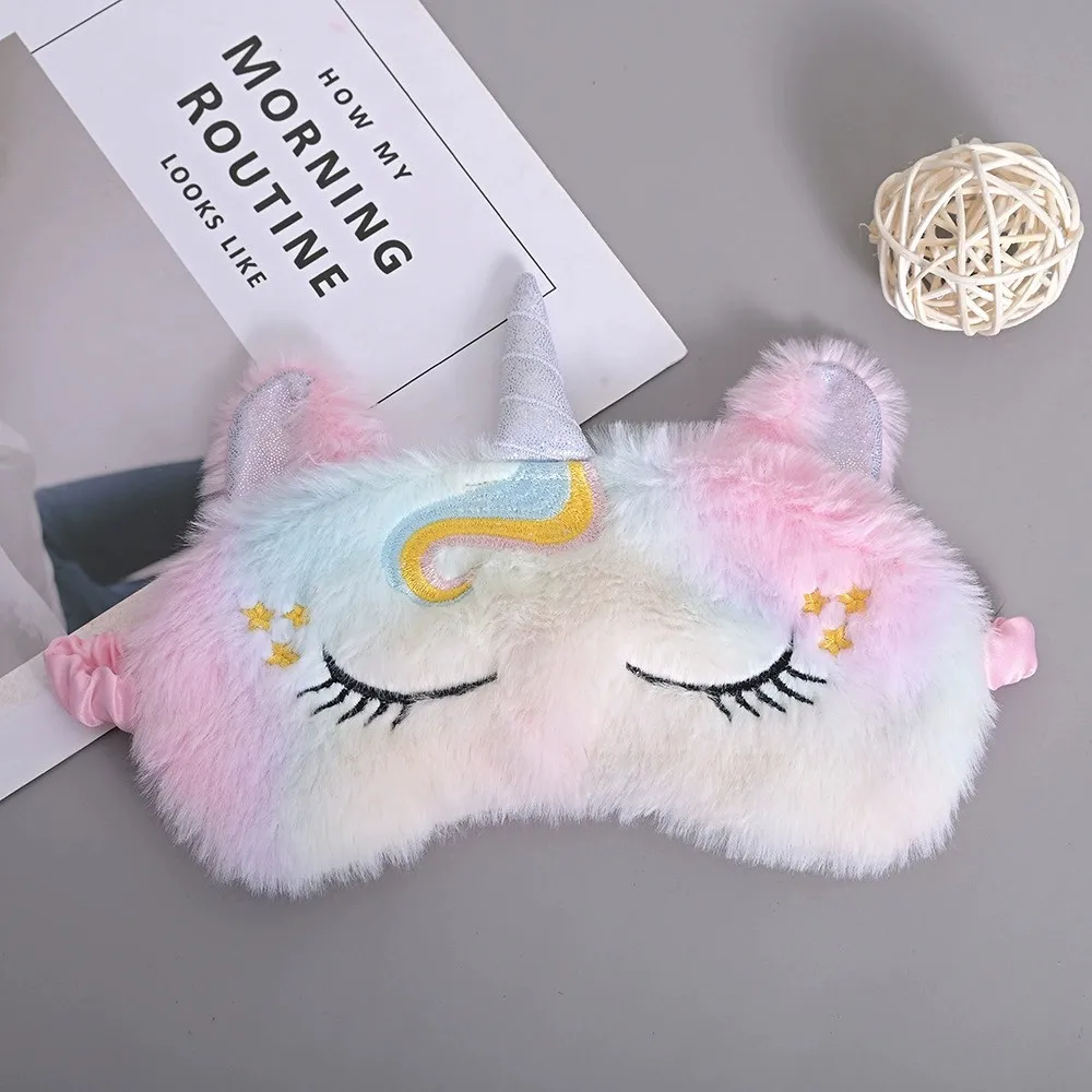 Soft Plush Sleeping Mask Eye Masks Cute Glitter Unicorn Eye Cover Plush Eyepatch Eye Cover Sleeping Blindfold for Travel Rest