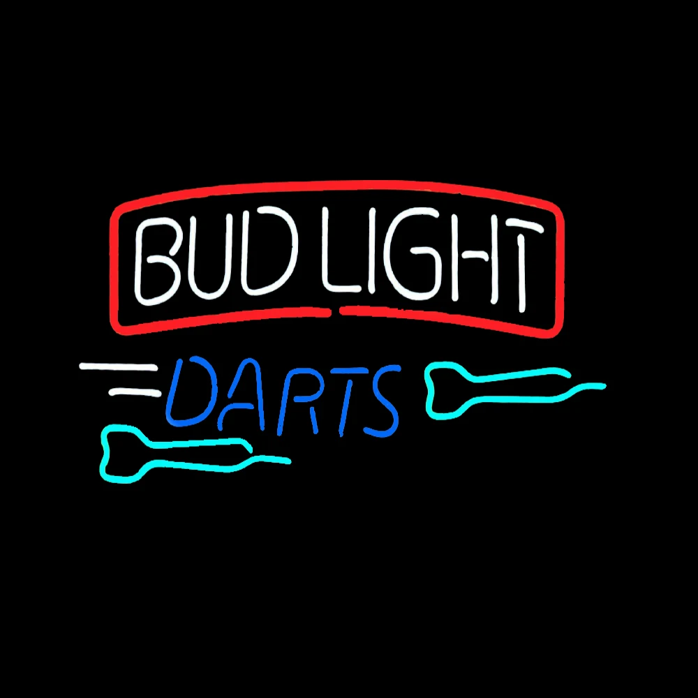 Bud Light Darts Neon Sign Handmade Real Glass Tube Sport Beer Bar Shop Store Firms Advertise Room Decor Display Lamp 17