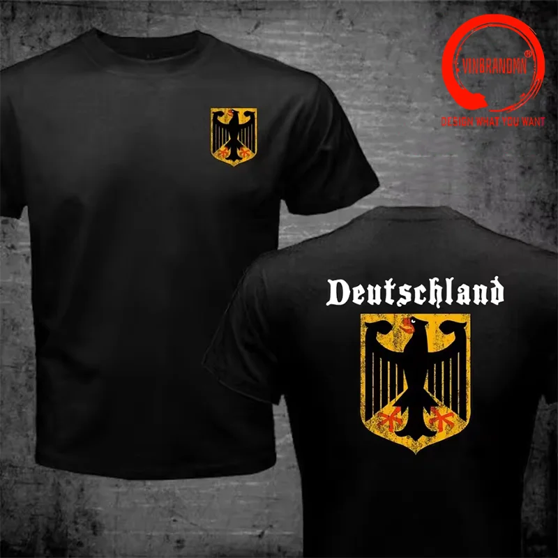 Deutschland Flag Crest Germany Eagle Coat of Arms T Shirt Men Fashion Trendy Casual Clothing Stylish Tops Leisure Tee Shirt