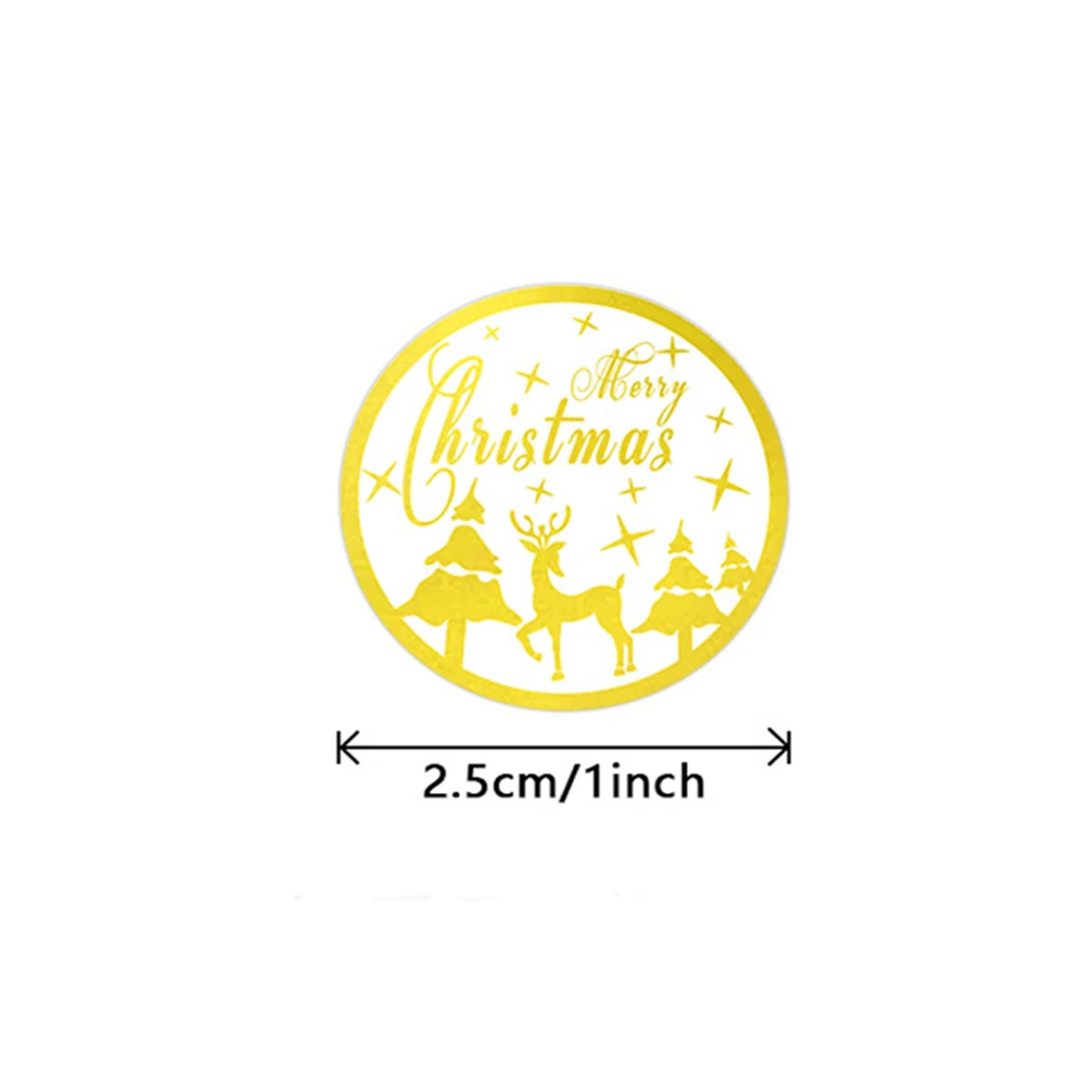 50-500pcs Gold Foil Stickers 1inch Merry Christmas Stickers Envelope Seals Round Thank You Stickers For Xmas Gift Package