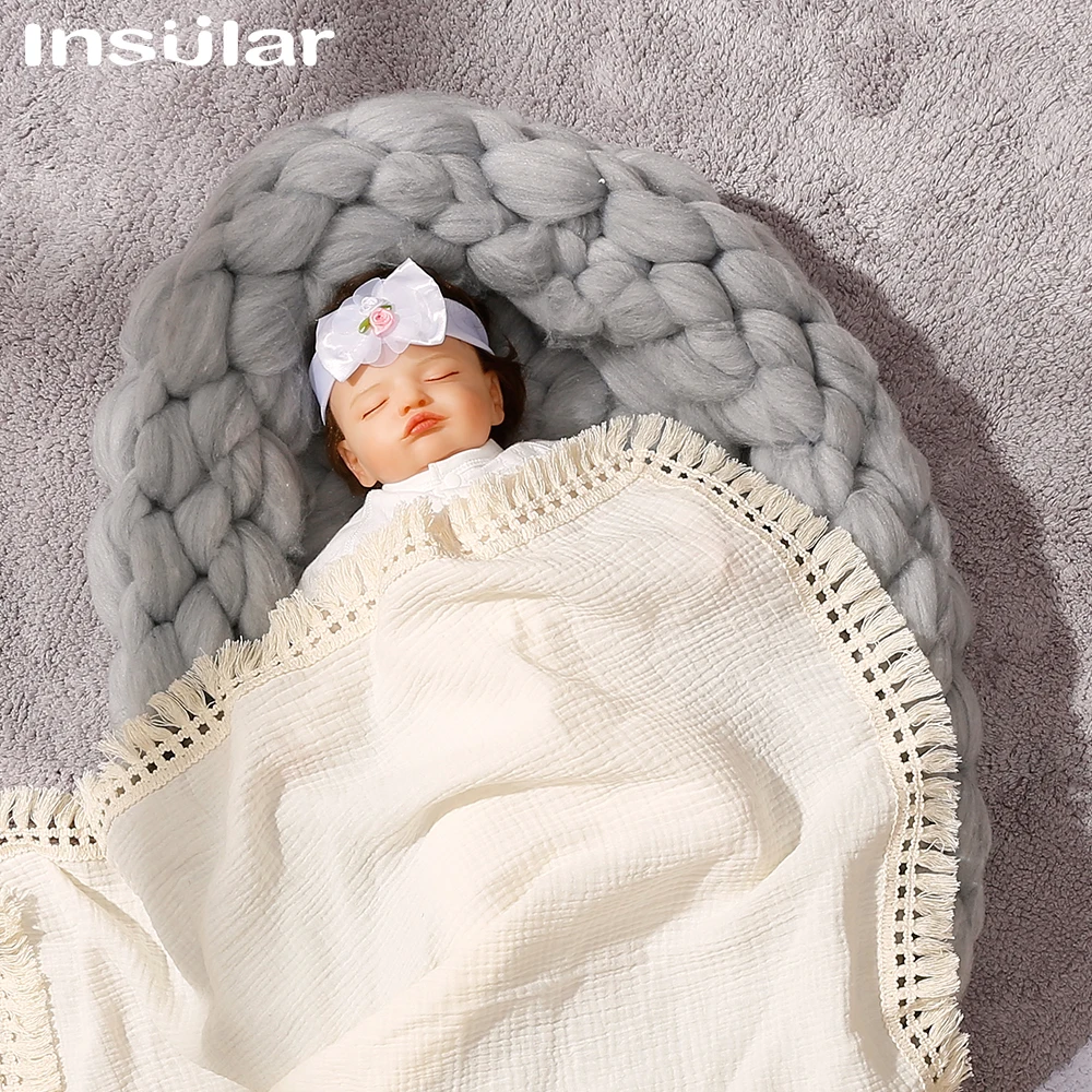 Insular Infant Tassel Gauze Blanket Children Gauze Wrapping Towel Newborn Bath Towel Baby Blanket Holding Quilt Baby Accessories