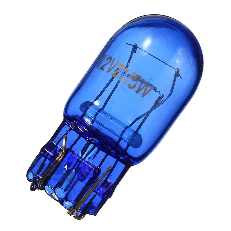 T20 580 7443 W21/5W 12V W3x16q Natural Blue Glass Stop Brake Tail Car Signal Side Bulbs Light Lamps1/2/4pcs Signal Lamp