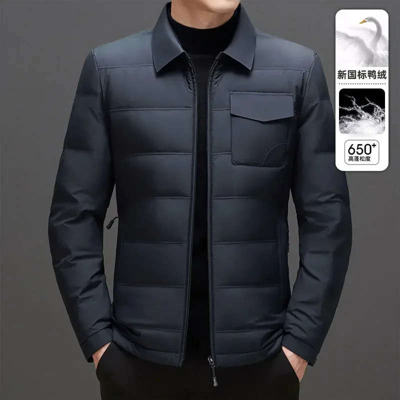 2024 Men's Shirt Collar White Duck down Business Casual Cold-Proof Warm Coat New Lightweight down Jacket