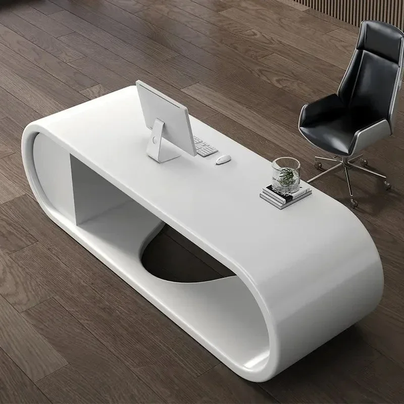 xz1zq Paint Office Furniture Boss Desk Simple Modern White Executive Manager Table and Chair Combination