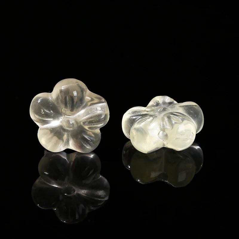 1 Pc Natural Lemon Quartz Carved Flower Shape Bead With Hole For Jewelry Making Diy Necklace Bracelet Pendant Accessory Findings