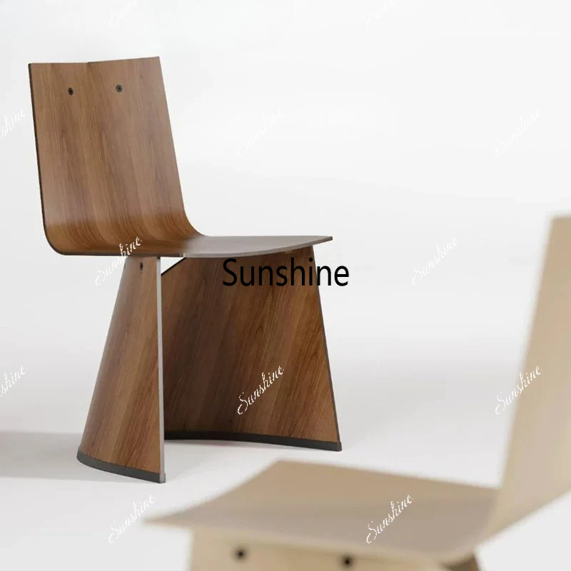 

Curved solid wood dining chair paint process backrest single chair