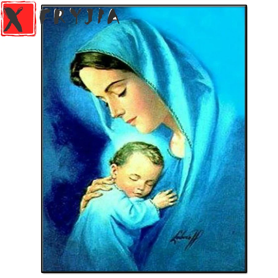 

5D Diamond Painting Virgin Mary Kids Christian Religion Jesus Christ Diamond Embroidery Maternal Love Child Religious home decor