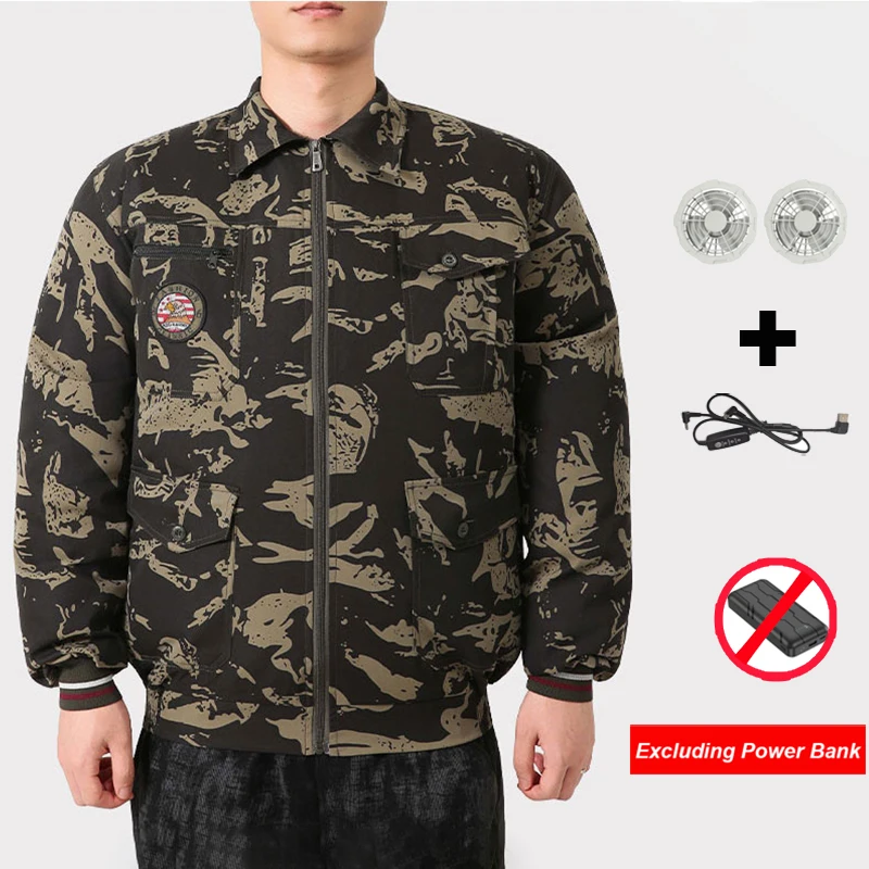 New Loose Summer Heatstroke Prevention Fan Jacket For Men'S Outdoor Construction Site Work Cooling Coat
