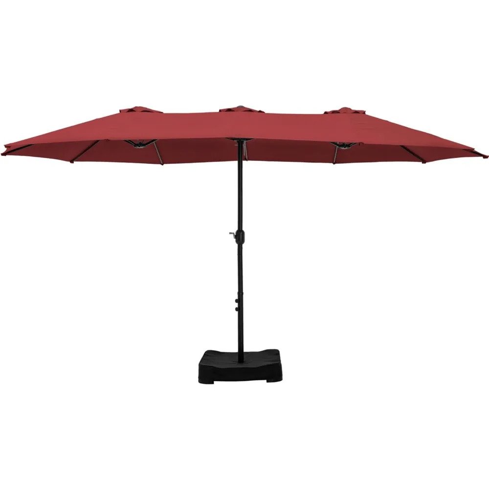 HERA'S PALACE 15 Ft Patio Umbrella with Base, Large Outdoor Umbrella with Crank Handle, Powerful UV Protective, Umbrella Outdoor