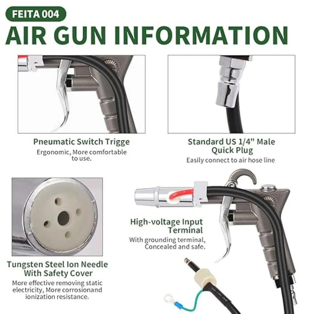 SL-004 Anti-static Ion Air Gun Static Eliminator Equipped with SL-007 High Voltage Generator, 110V & 220V Optional