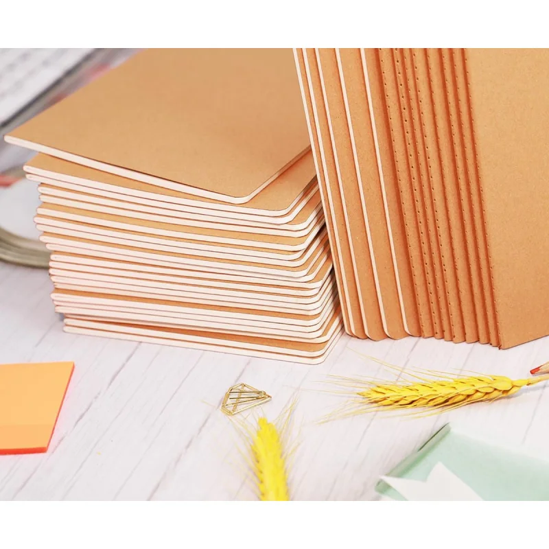 2pack Blank page A5 Blank Notebook Bulk Kraft Cover Travel Journals Composition Diary Subject Notebooks Planner 60 Pages, 8.3”x