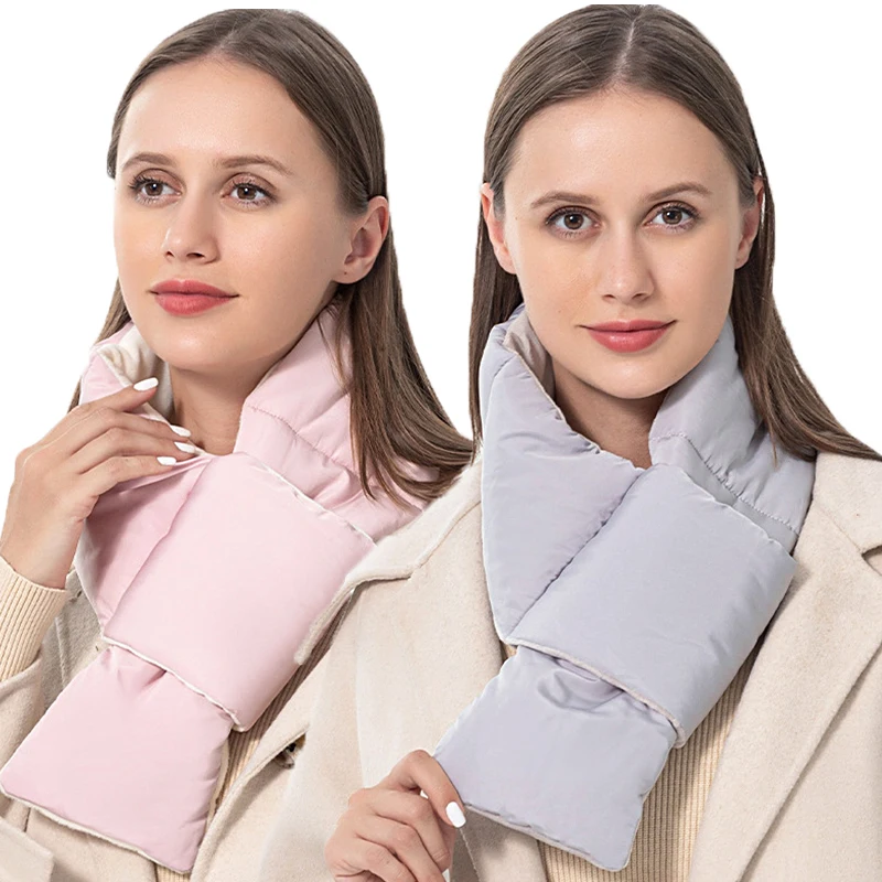 Feather Velvet Scarf Winter Scarf for Women Warm Down-Cotton Shawl Wraps Collar Neck-Cross Fashion Neck Warmer