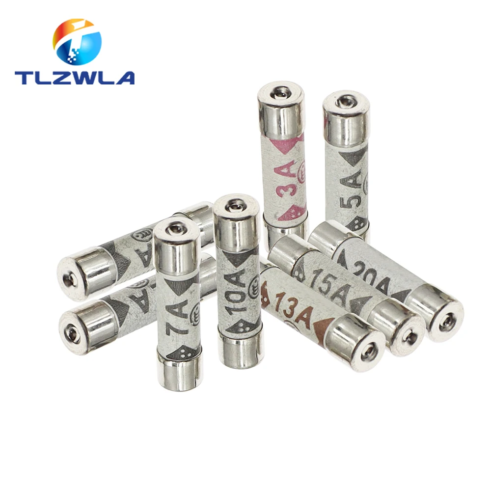 10PCS British Fuses BS1362 6*25 Filling Sand Riot Ceramic fuse 6X25MM 1A 2A 3A 5A 10A 13A 15A 20A 240V