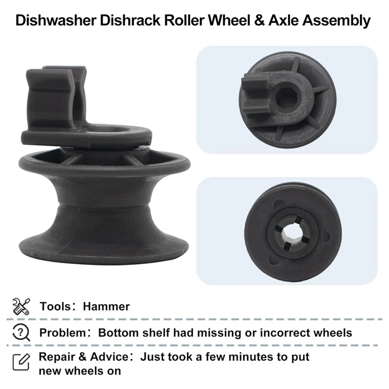 12 Pack 4581DD3002A Upper Dishrack Roller Wheels For LG Dishwasher Parts Accessories For LG Dishwasher Ldf6920st Ldf6920bb