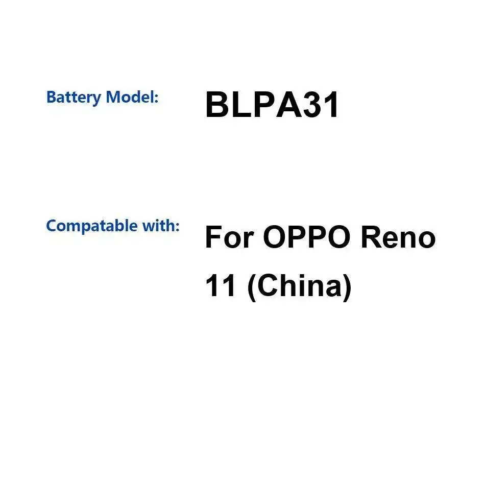

Lightweight Fast Charging Mobile Phone Battery BLPA31 For Oppo Reno 11 China 4800Mah