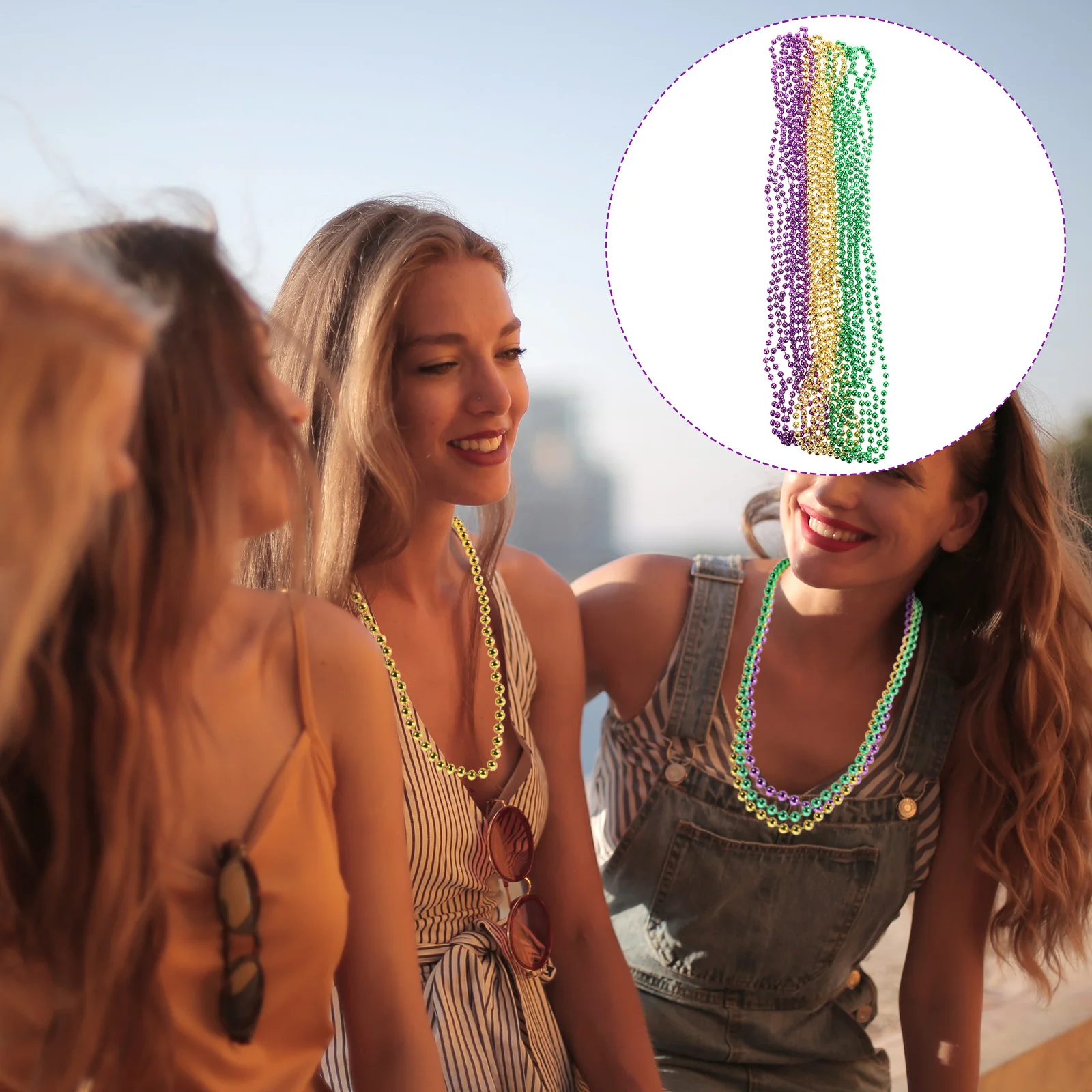 

15 Pcs Women Multicolor Bead Necklace for Carnival Costumes Round Beaded Necklaces