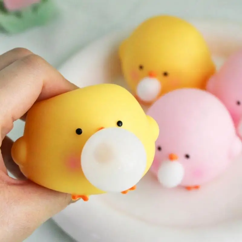 Cute Blow Bubble Chick  Fidget Toys Decompression Sensory Stress Relief Squeeze Toy For Adults Kids Party Favors