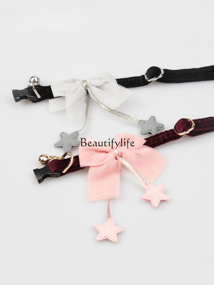 Cat Collar Cat Neck Strap Bell Bow Tie Bow Pet Decorations