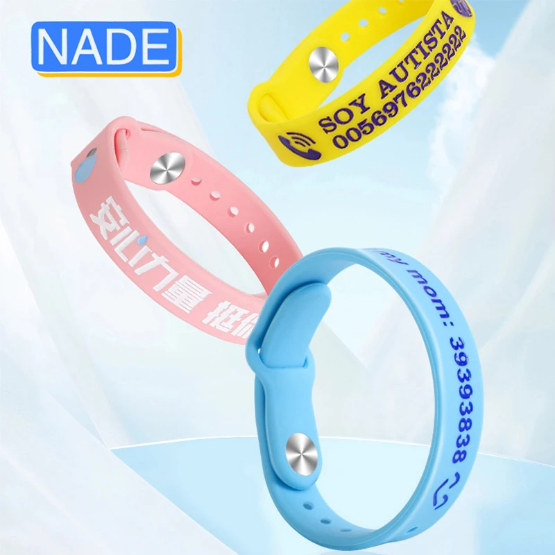 1PCS New Back buckle style Custom Silicone Personalized Wristband  DIY Name Phone Number Engraved Custom Anti-lost for children