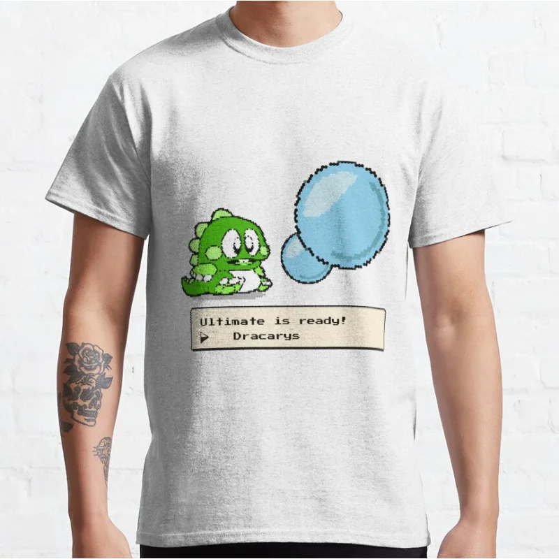 Your ultimate is ready! 80s Vintage dinosaur Japan Arcade game Bubble Bobble Retro Cute Dragon graphic t shirts large size tops