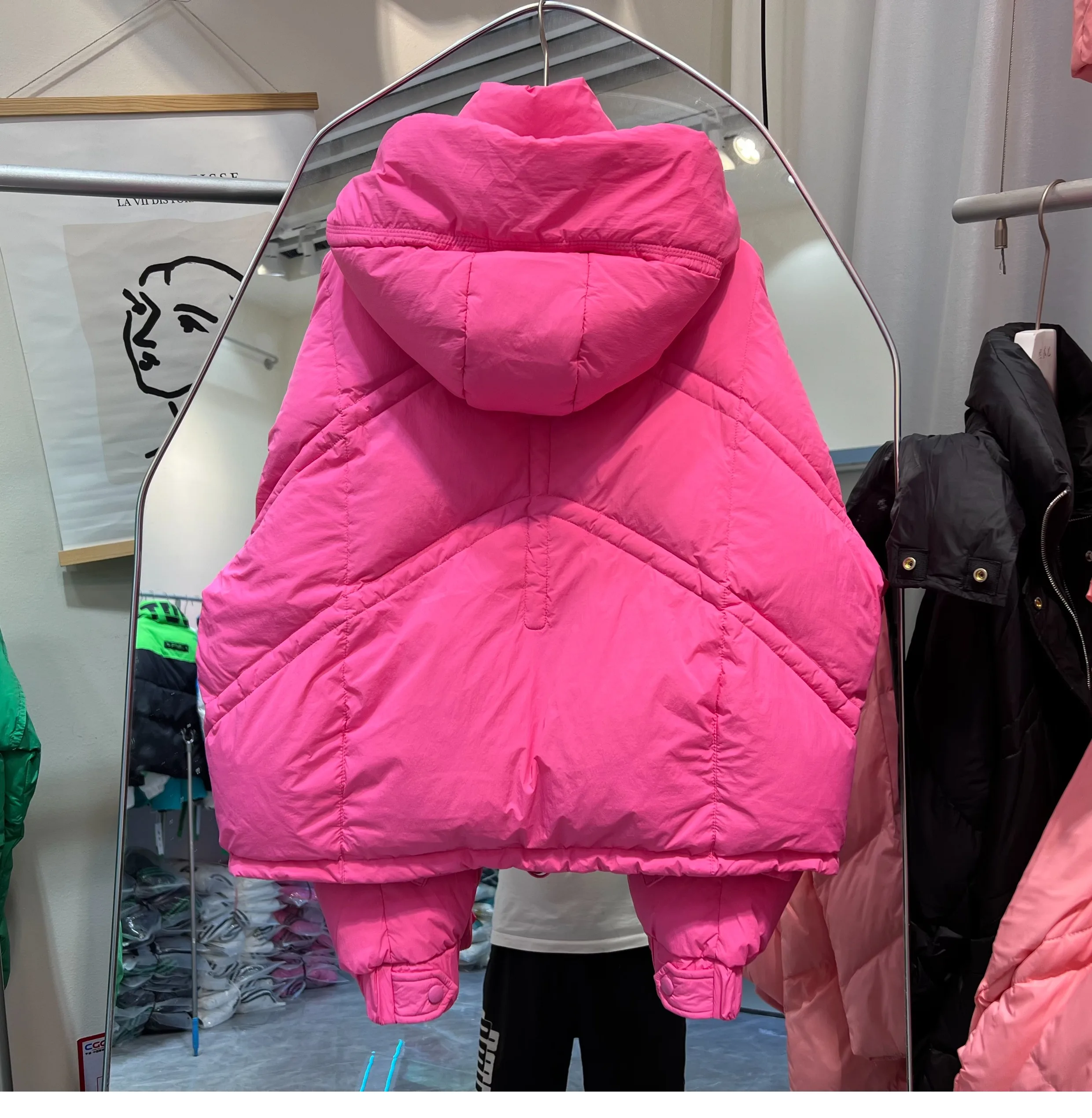 Imagem -05 - Jaqueta de Puffer Curto com Capuz Feminino com Zíper Parkas Quentes Soltas Manga Comprida Cabolsas de Bolso Cor Doce Feminina Inverno 2023