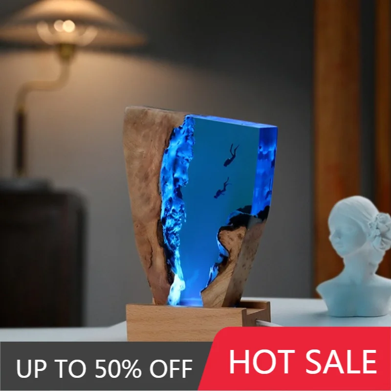 Ocean Nightlight Creativity Resin Night Light Color Gradient Bedroom Living Room Mood Lights Remote Control Decoration LED Lamp