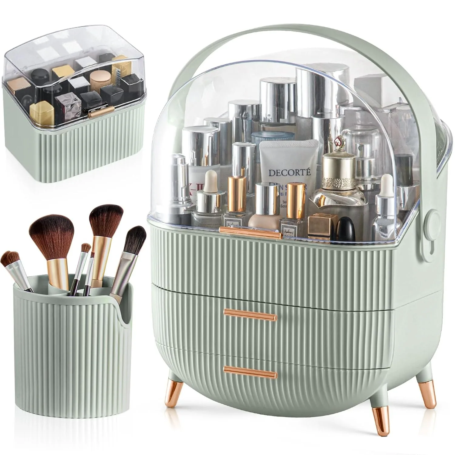 

Makeup Organizer, Large Capacity Dresser Skin Care Organizer with Makeup Brushes Lipstick Holder