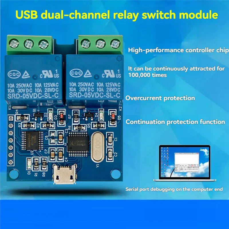A92Z LCUS-2 Type 2 Way USB Relay Module USB Intelligent Control Switch Computer Serial Port USB Control Relay
